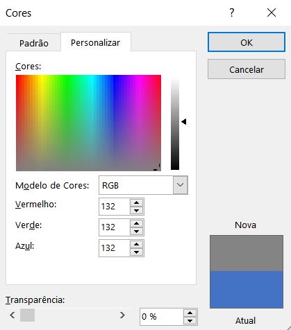 Caixa cores no Excel
