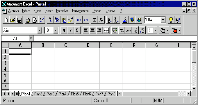 Tela Excel versões antigas
