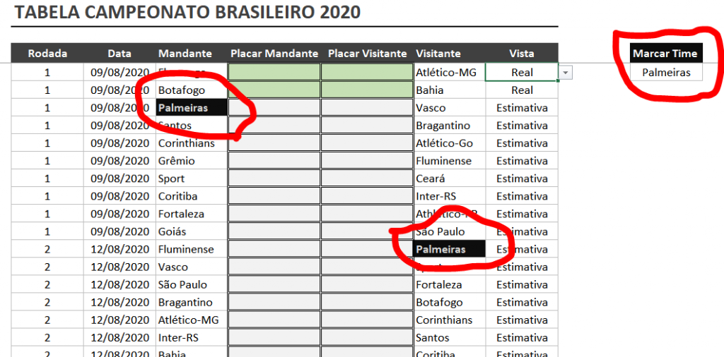 Tela formatação condicional Planilha brasileiro 2020