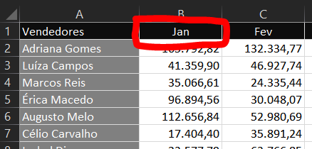 Tela critério 2 - RESUMO DE VENDAS COM FUNÇÃO SOMASES