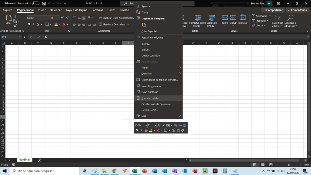 Acessar formatar células - COMO TRABALHAR COM HORAS NO MICROSOFT EXCEL