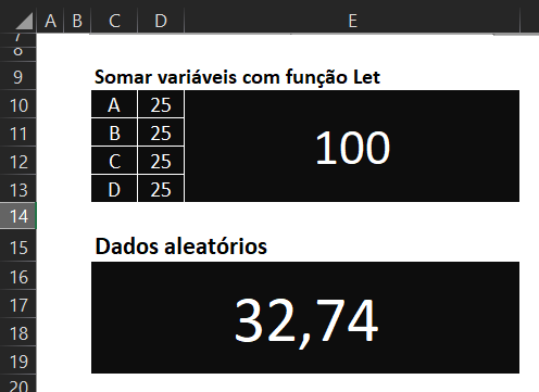 Somar valores - FUNÇÃO LET NO MICROSOFT EXCEL