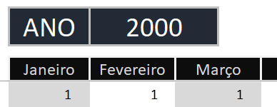 Cabeçalho ano - COMO FAZER UM CALENDÁRIO VERTICAL NO EXCEL