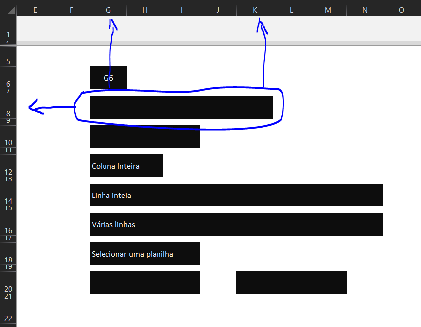 Código para selecionar várias células - MANIPULAR CÉLULAS COM OBJETO RANGE NO VBA