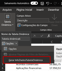 Desmarcar a opção gerar infodadostabeladinâmica