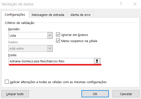 Lista de campos lista suspensa sem base - SÉRIE 5 SUPERDICAS DE EXCEL (PARTE 2)