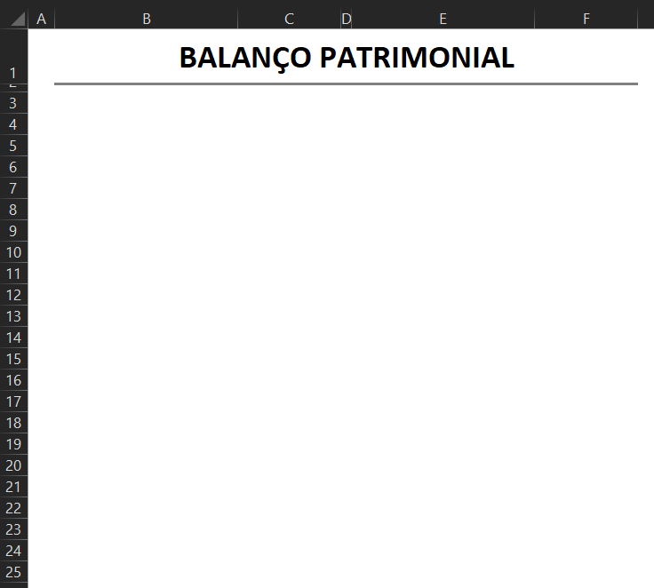 Preparação da planilha do balanço patrimonial - BALANÇO PATRIMONIAL COM TABELAS DINÂMICAS