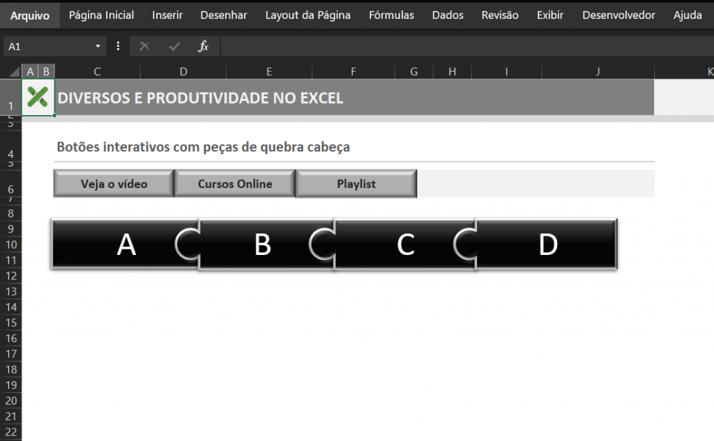 Menu interativo aplicado no Excel