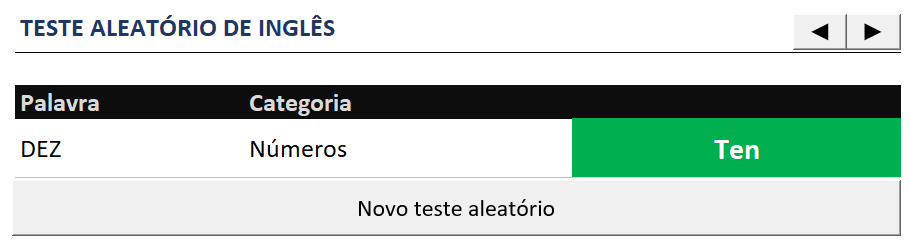 Teste aleatório - PLANILHA TESTE DE INGLÊS PRO