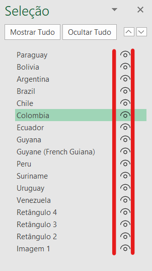 Ocultar objetos do painel de seleção