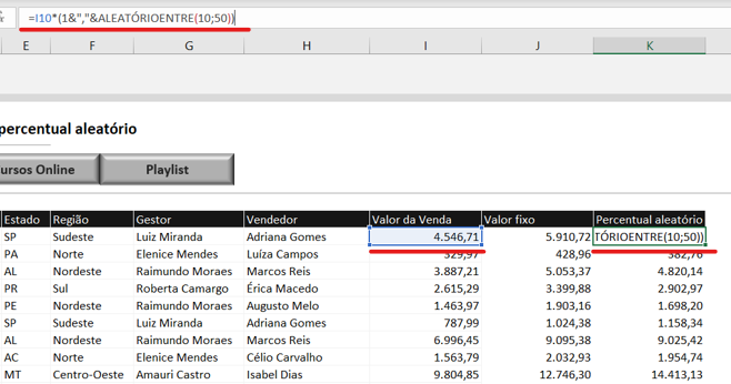 Percentual aleatório