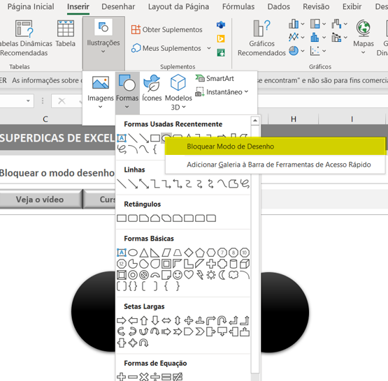 BLOQUEAR MODO DESENHO NO EXCEL