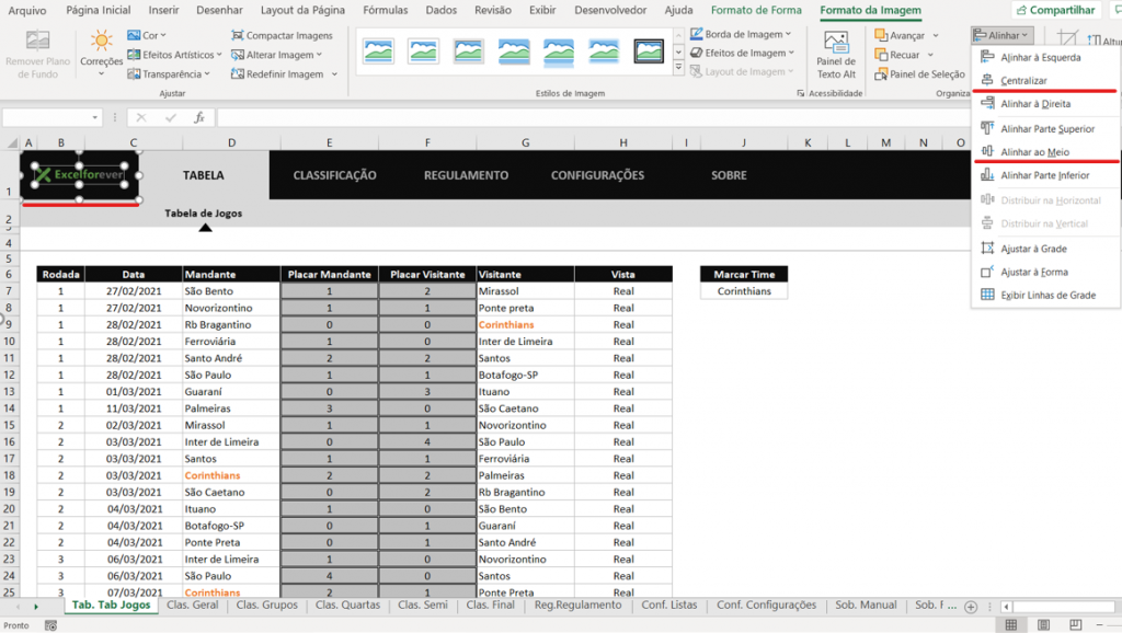 Centralizar logo - COMO BLOQUEAR OBJETOS NO EXCEL