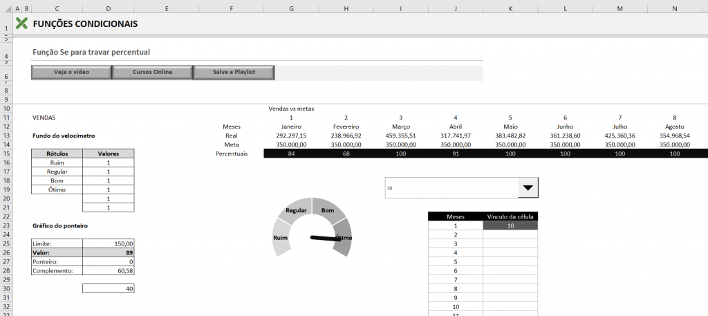 TRAVAR PERCENTUAL COM FUNÇÃO SE NO EXCEL