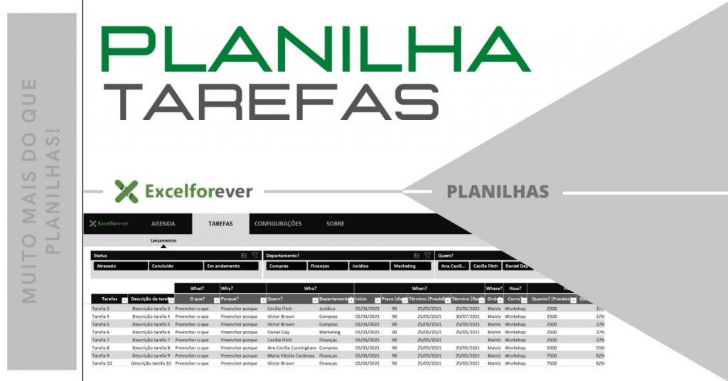 Planilha gestão de tarefas