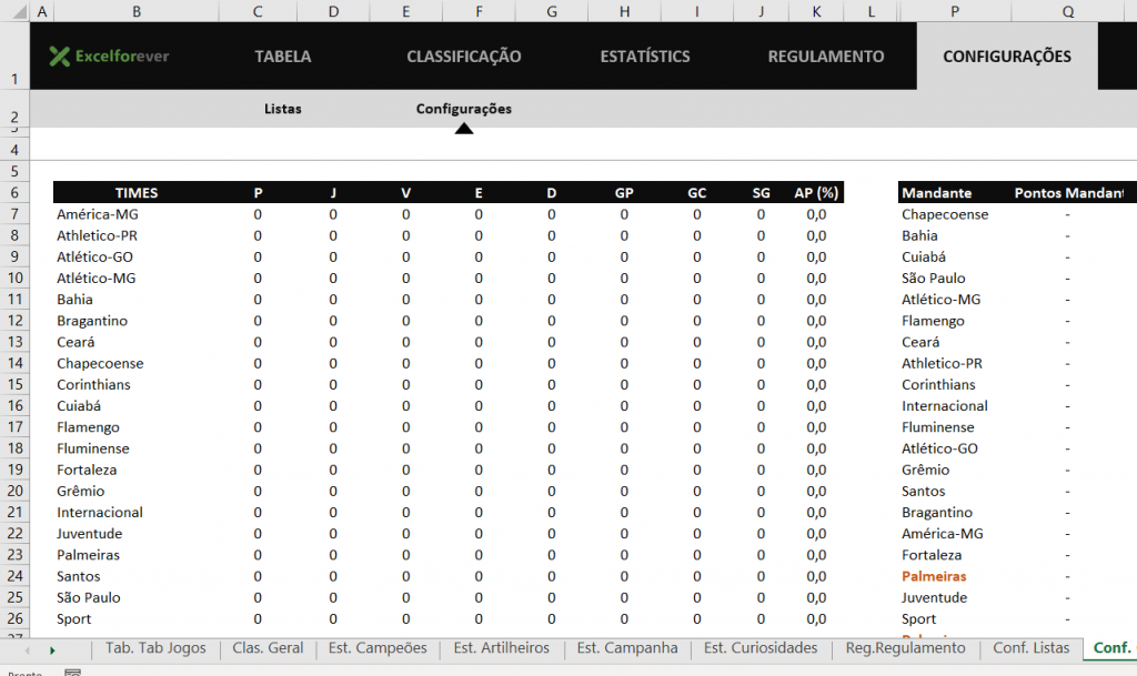 Guia configurações