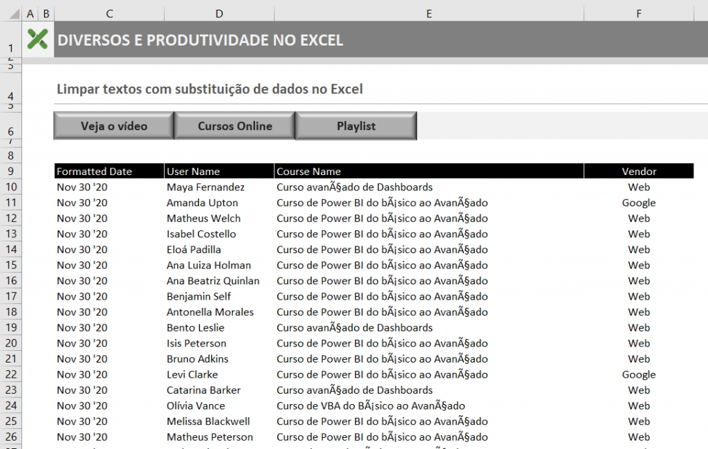 LIMPEZA COM SUBSTITUIÇÃO DE DADOS NO EXCEL