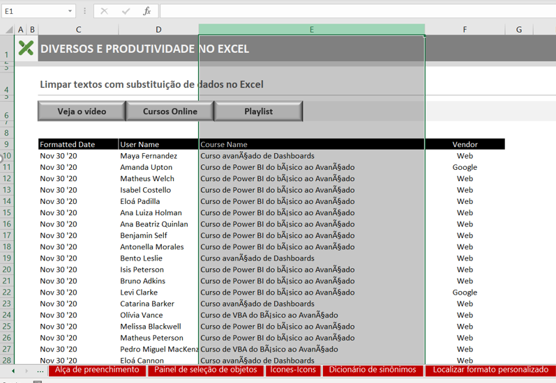 Aplcar a limpeza - LIMPEZA COM SUBSTITUIÇÃO DE DADOS NO EXCEL