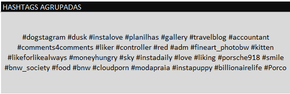 Hashtags agrupadas