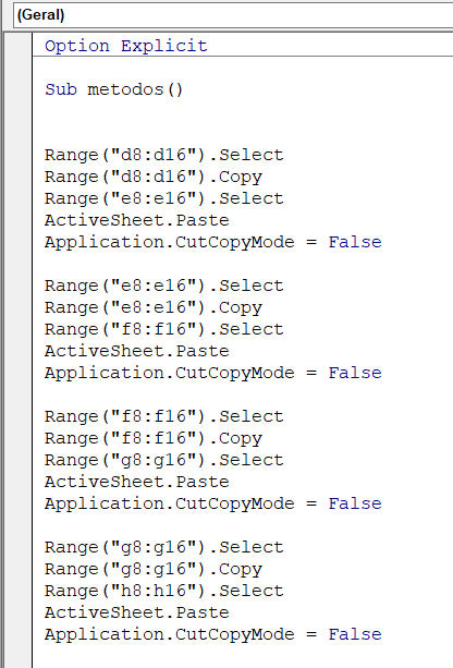 Duplicar os blocos - COMO APLICAR SELECTCOPYPASTE NO VBA