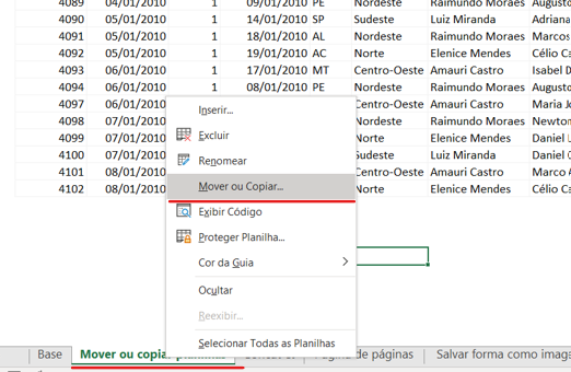 Mover planilhas -MOVER OU COPIAR PLANILHAS NO EXCEL