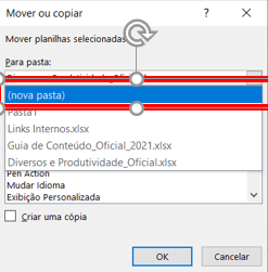 Caixa mover e copiar - MOVER OU COPIAR PLANILHAS NO EXCEL