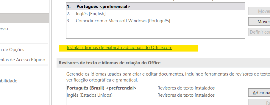 Links de instalação - COMO MUDAR O IDIOMA DO MICROSOFT EXCEL