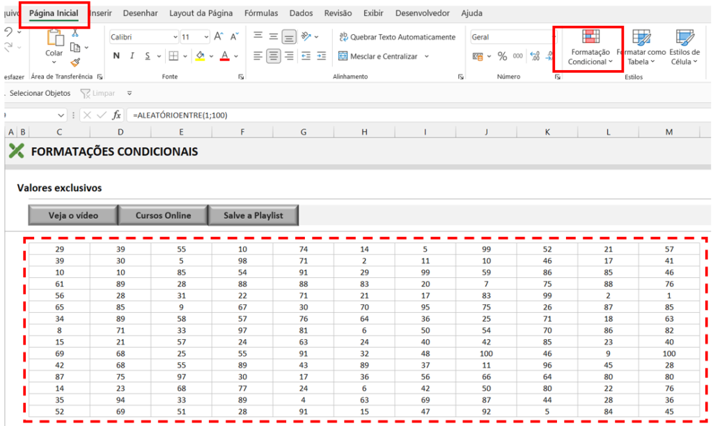 Destaque exclusivo - VALORES EXCLUSIVOS COM FORMATAÇÃO CONDICIONAL