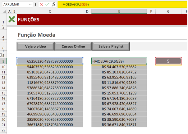 Controle manual de casas decimais