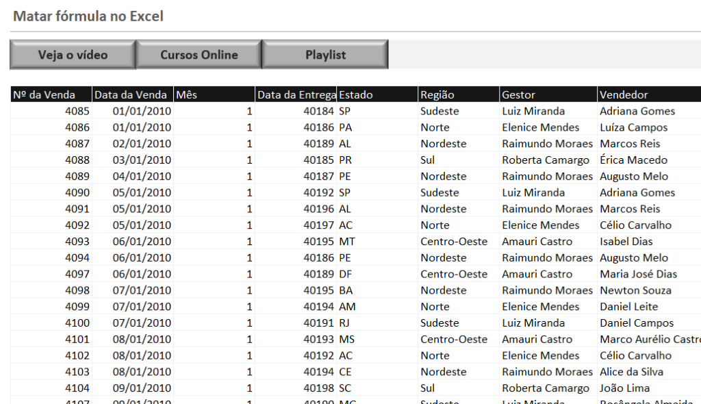 COMO MATAR FÓRMULA NO EXCEL