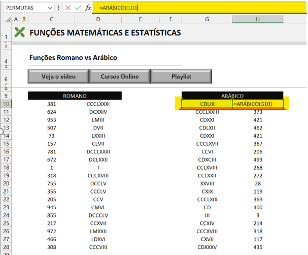 Aplicando a função arábico