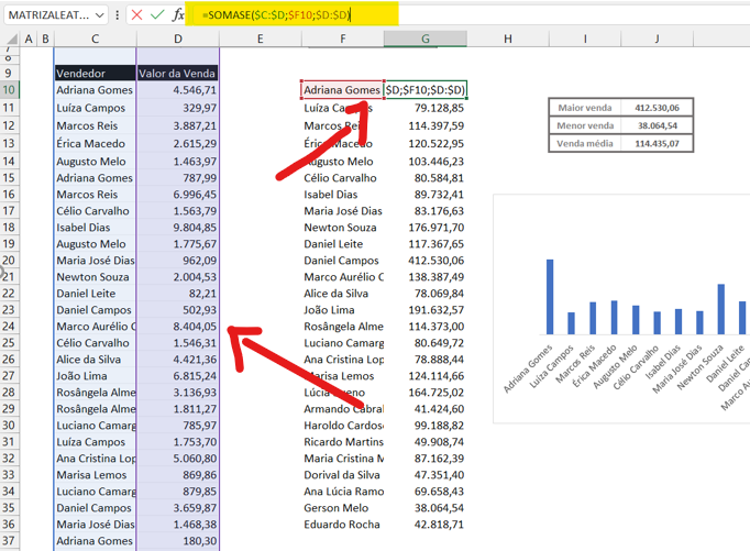 Função Somases - COMANDO CÂMERA NO MICROSOFT EXCEL