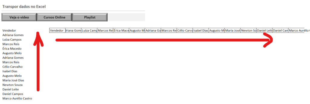 COMO TRANSPOR DADOS NO EXCEL