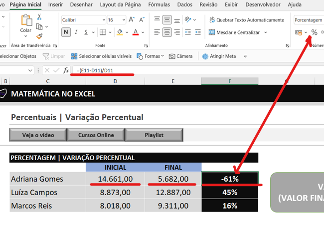 C Lculo De Varia O Percentual No Excel Excelforever Hot Sex Picture