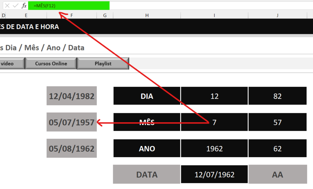 Função mês - FUNÇÕES DIA-MÊS-ANO NO MICROSOFT EXCEL