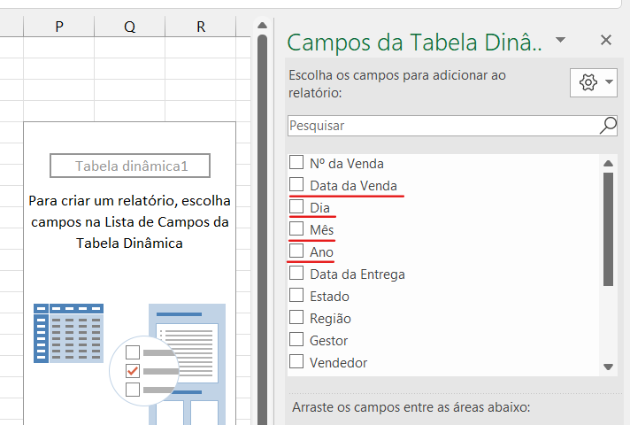 Datas tabela dinâmica