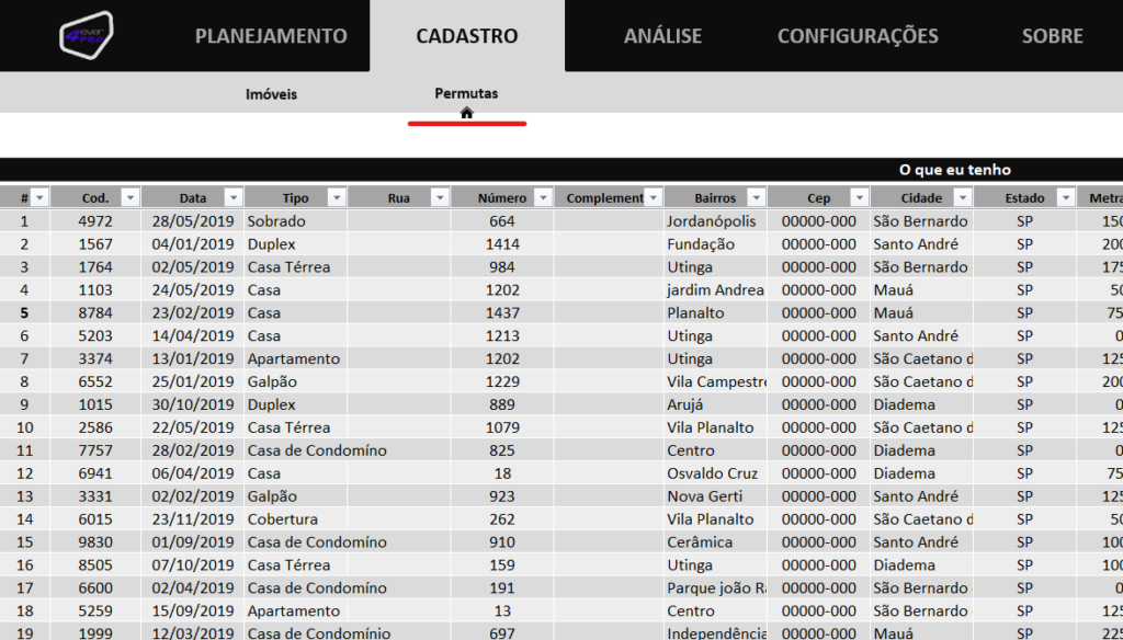 Permutas - PLANILHA ADMINISTRAÇÃO DE IMÓVEIS PRO