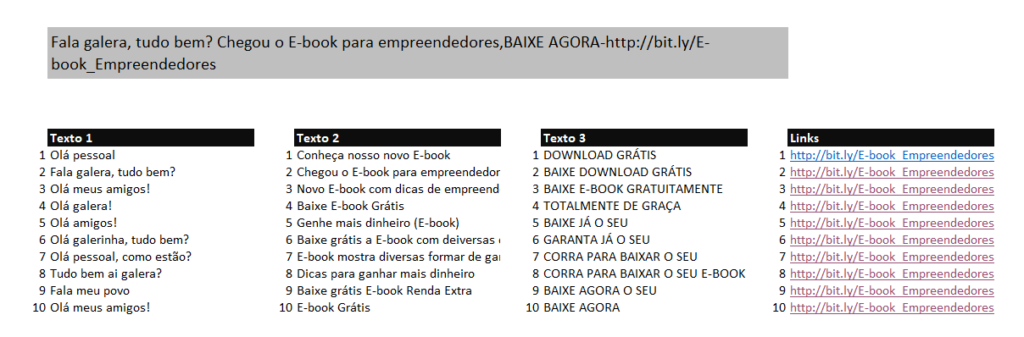 TEXTOS ALEATÓRIOS NO EXCEL