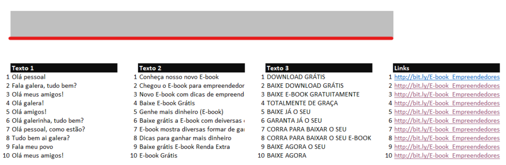 Aplicação da fórmula - TEXTOS ALEATÓRIOS NO EXCEL