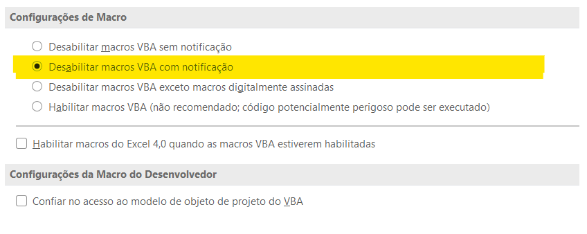 SEGURANÇA DE MACROS NO EXCEL