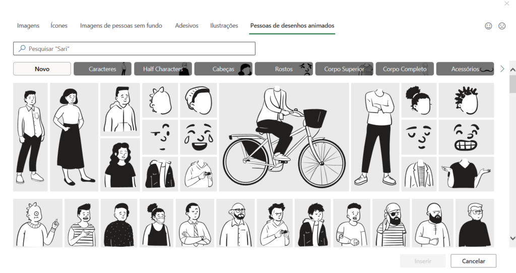 PESSOAS DE DESENHOS ANIMADOS NO EXCEL