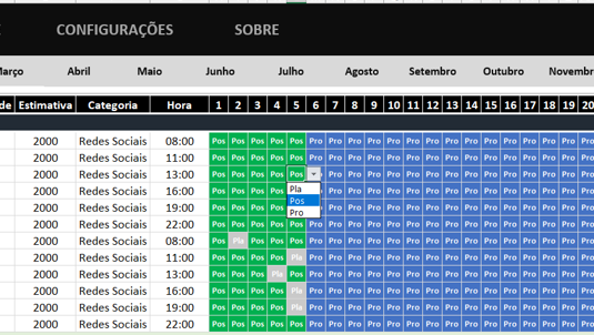 Cronograma de postagens - PLANILHA CRONOGRAMA DE POSTAGENS