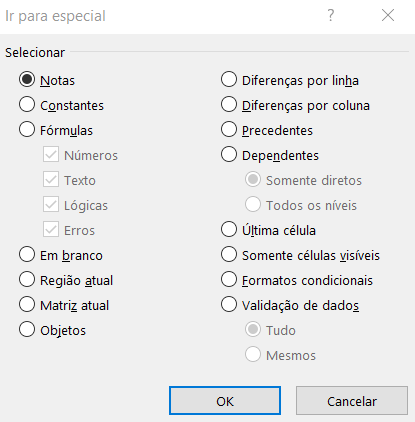 Caixa ir para especial - IR PARA ESPECIAL NO EXCEL