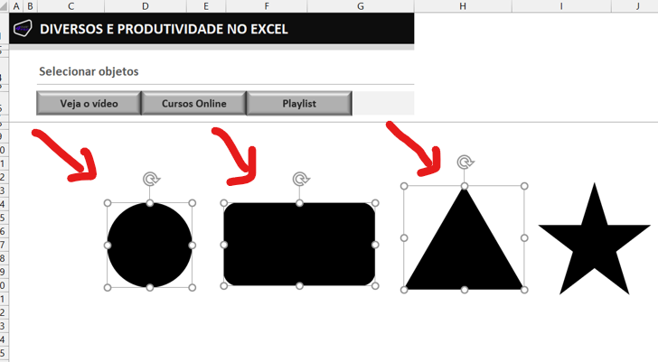 Seleção manual de objetos - COMANDO SELECIONAR OBJETOS NO EXCEL