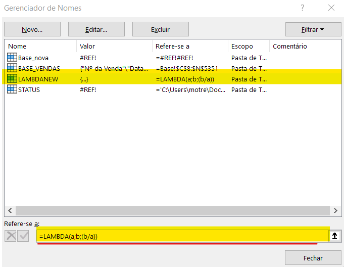 Simplificar a função lambda - FUNÇÃO LAMBDA NO EXCEL