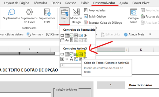 Caixa de texto no Excel - DICIONÁRIO COM CAIXA DE PESQUISA NO EXCEL