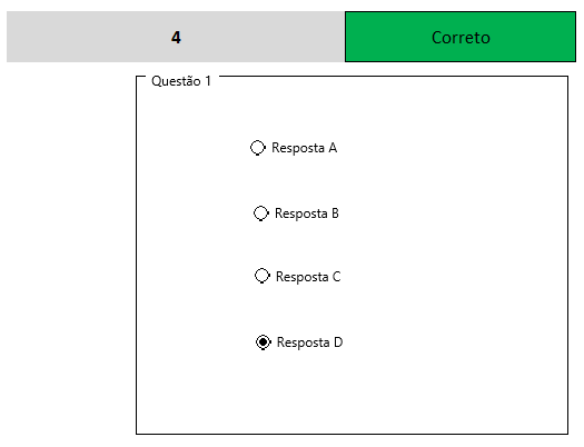 Destaque da resposta correta - BOTÕES DE OPÇÃO NO MICROSOFT EXCEL