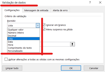 COLAR VALIDAÇÃO DE DADOS NO EXCEL