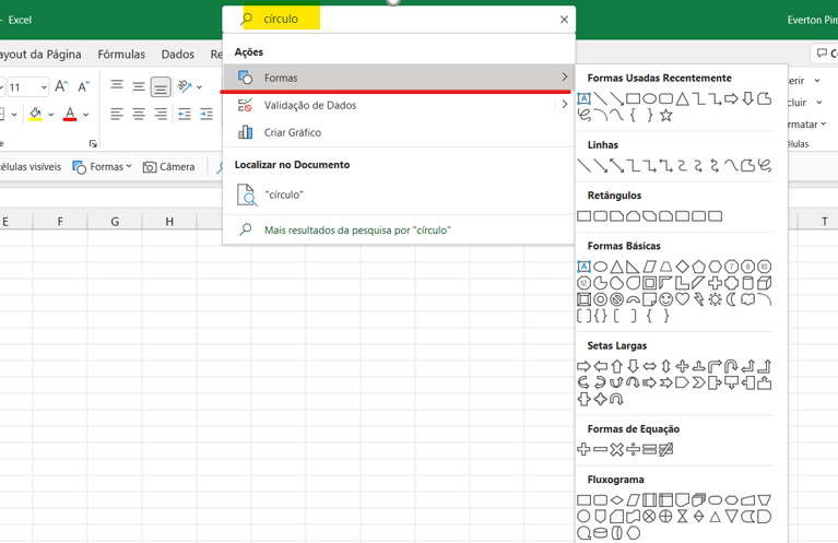 Pesquisar formas - BARRA DE PESQUISA NO MICROSOFT EXCEL