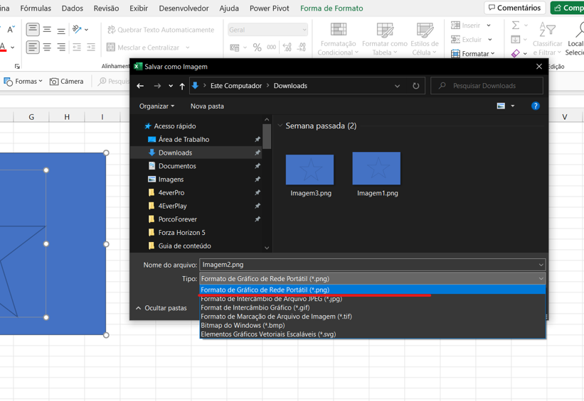 Salvar no formato png no excel - COMO FURAR FORMAS NO EXCEL